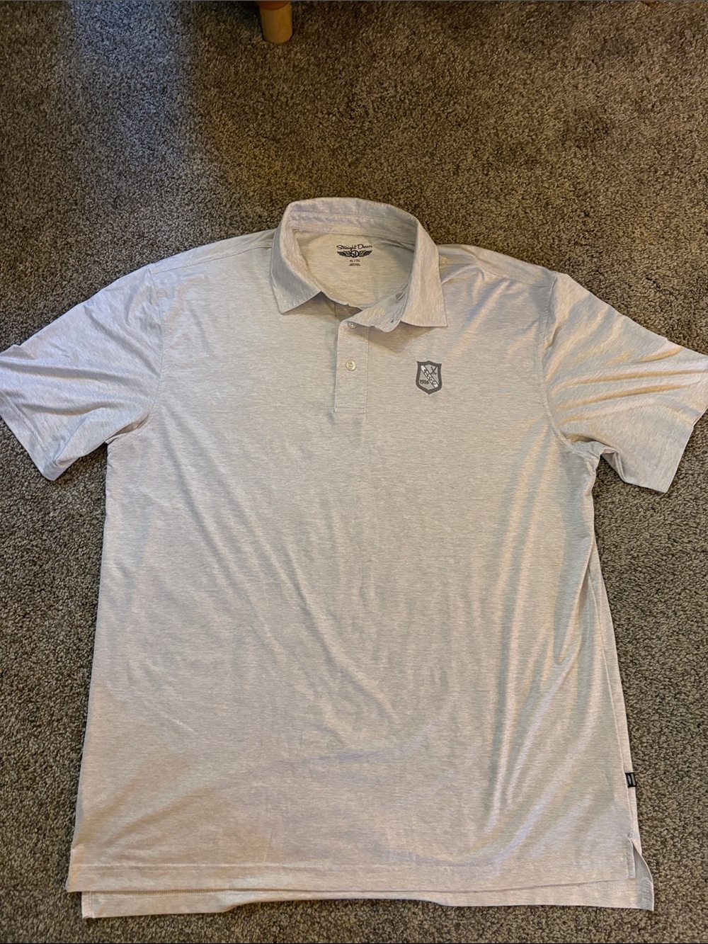 Straight Down Mens Light Heather Gray Golf Polo with PVGC logo